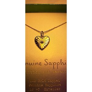 Sapphire 14 K Gold Dipped Heart 16-19 inch Necklace
